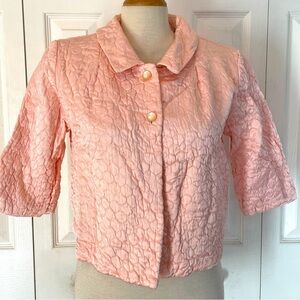 Vintage Barbizon Pink Satin Quilted Cropped Puffett Jacket